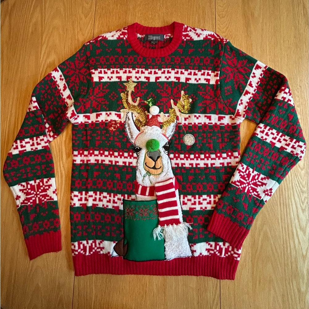 Ugly Christmas Sweater with beverage holder